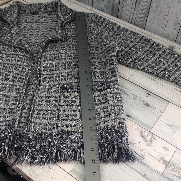 Sioni Nubby Knit Open Front Fringed Cardigan Medium - Picture 7 of 8